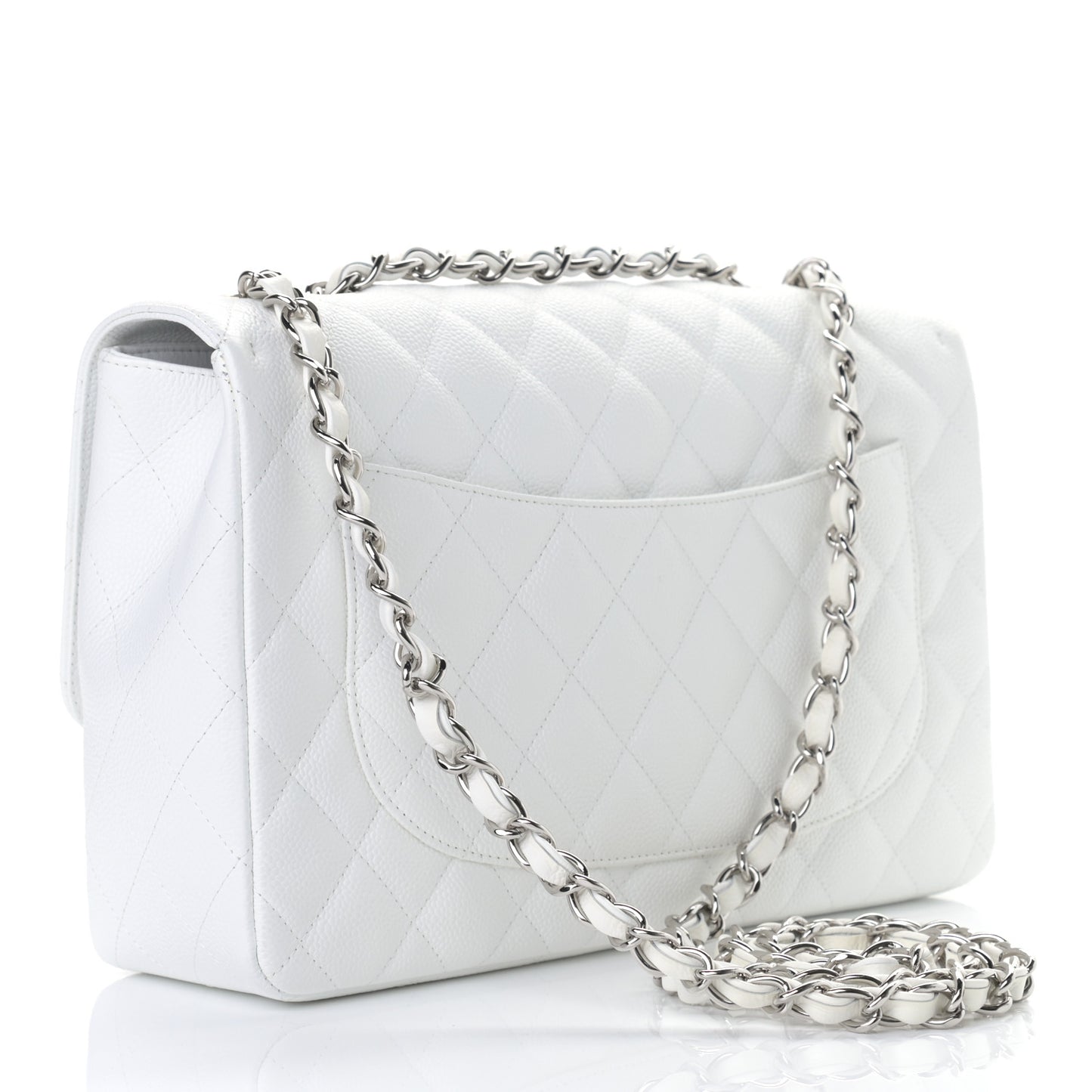 Caviar Quilted Jumbo Single Flap White