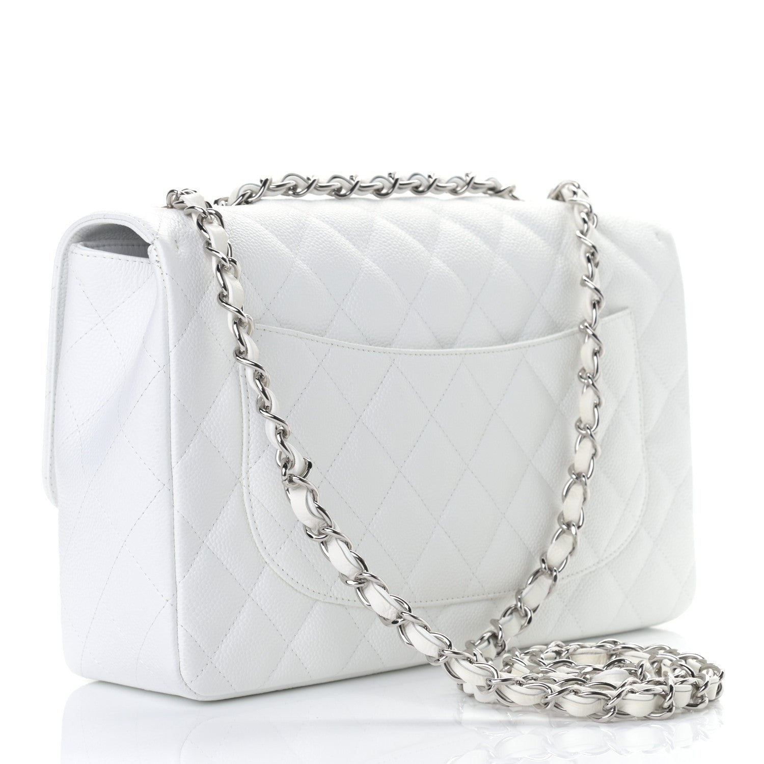 Chanel Caviar Quilted Jumbo Single Flap White 3 of 9