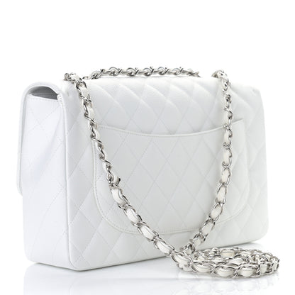Chanel Caviar Quilted Jumbo Single Flap White 3 of 9