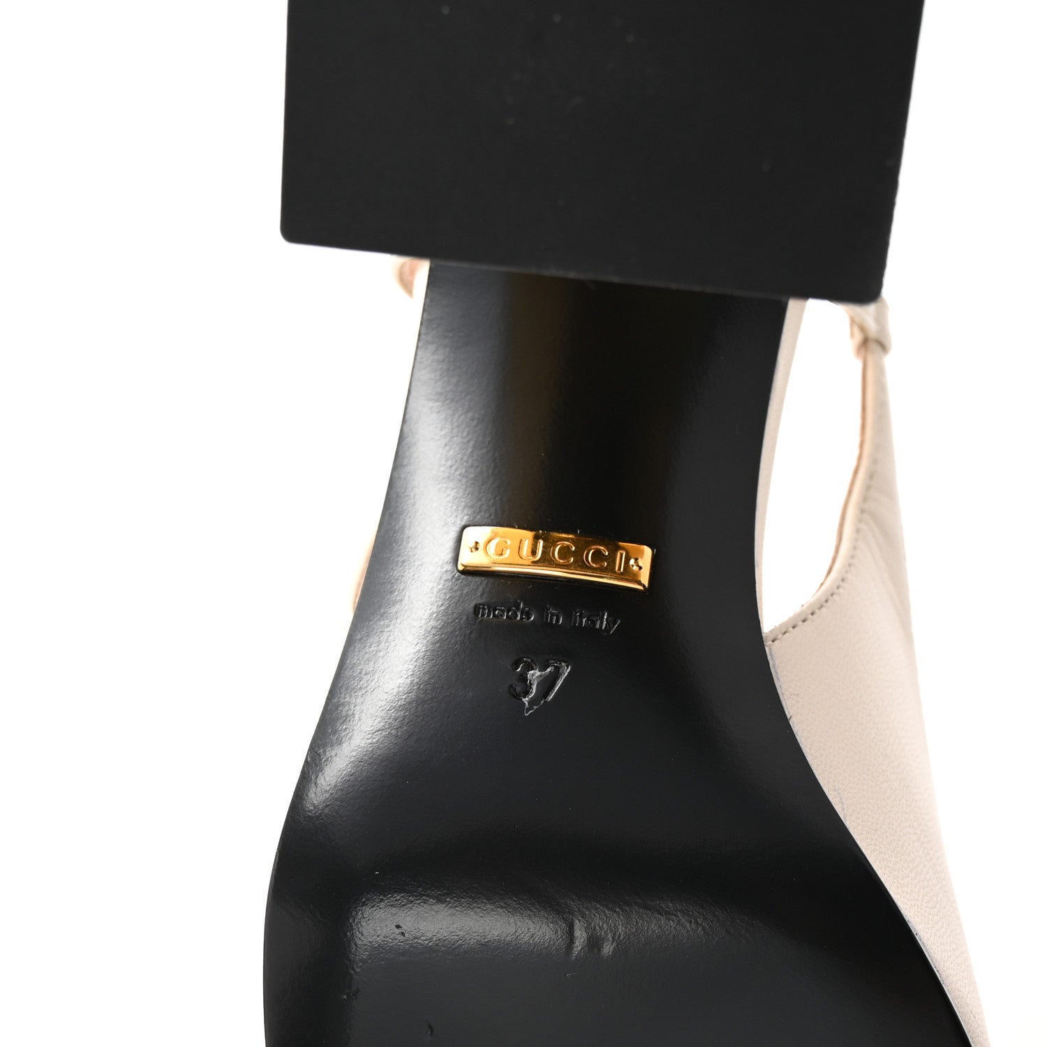 Gucci Malaga Kid Horsebit 75mm Slingback Pumps 37 Mystic White 7 of 9