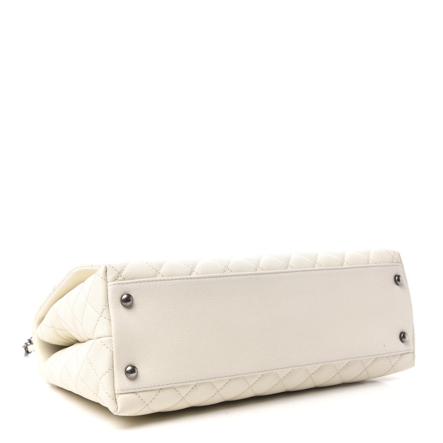 Caviar Lizard Quilted Medium Coco Handle Flap White