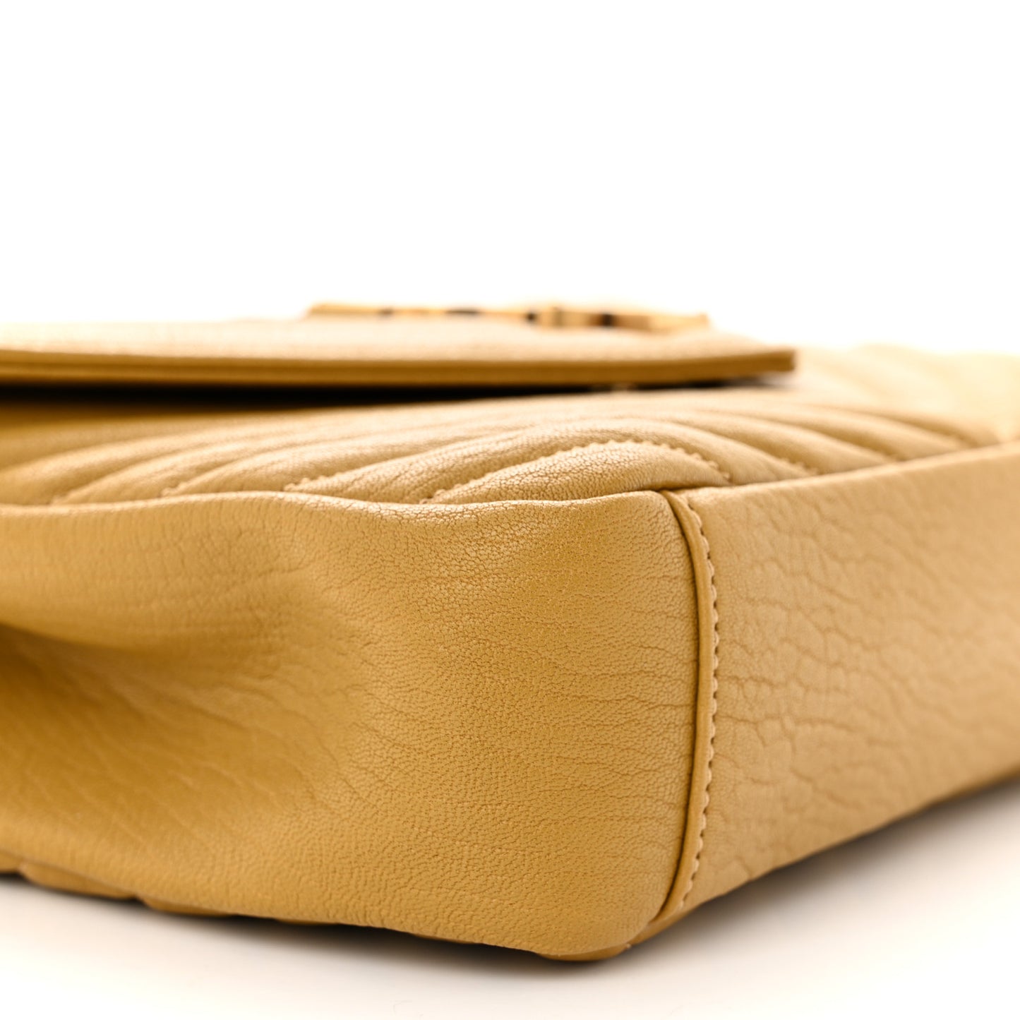 Sheepskin Matelasse Chevron Monogram Medium College Bag Olive