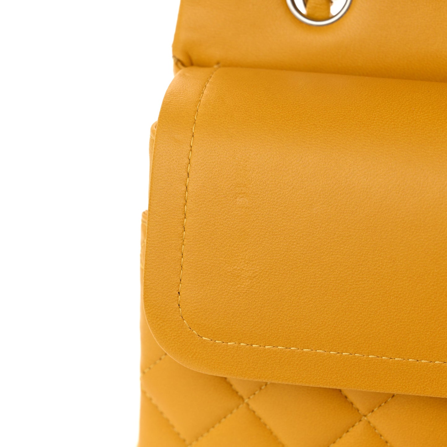 Lambskin Quilted Medium Double Flap Yellow
