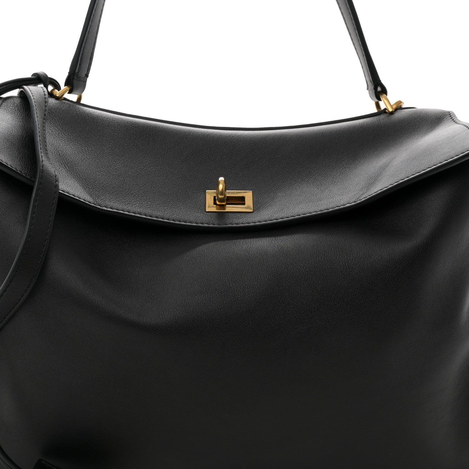 Balenciaga Natural Smooth Calfskin Medium Rodeo Top Handle Handbag Black 7 of 9