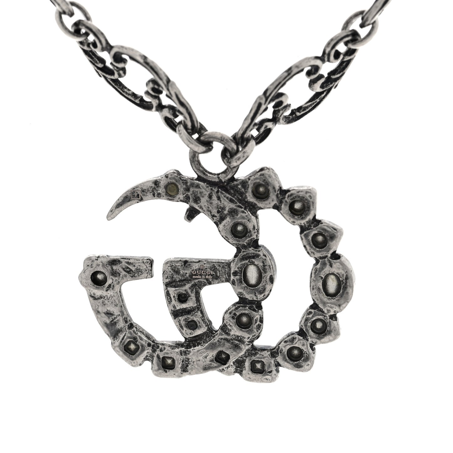 Metal Crystal Marmont Necklace Aged Silver