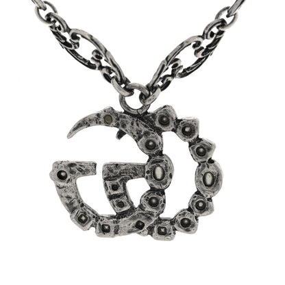 Gucci Metal Crystal Marmont Necklace Aged Silver 4 of 5
