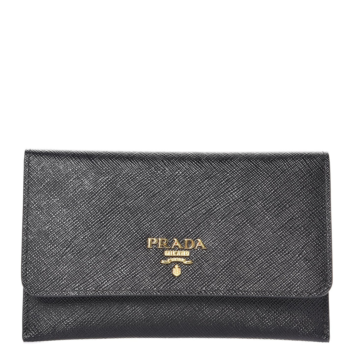 Saffiano Metal Flap Wallet Black