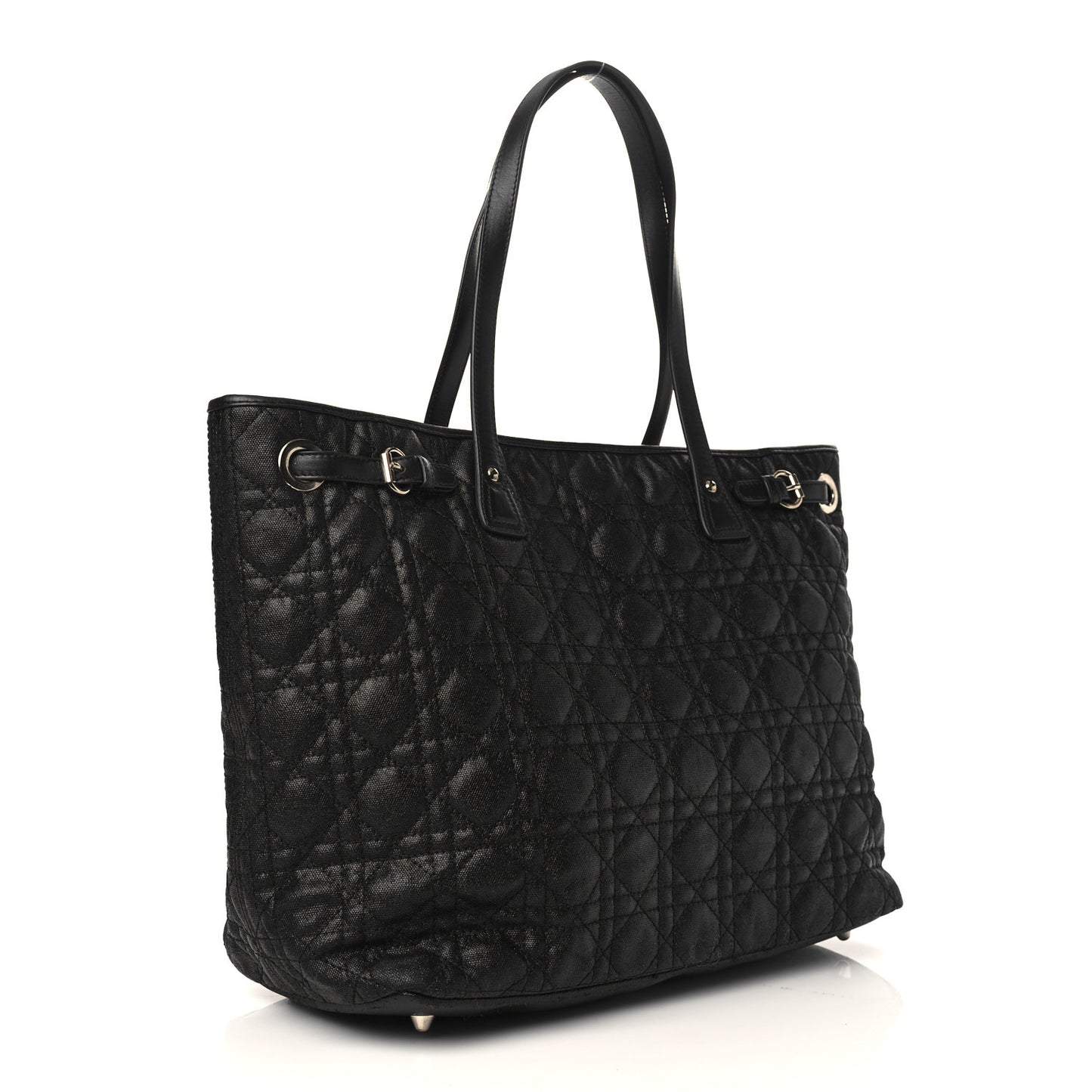 Coated Canvas Cannage Medium Panarea Tote Black