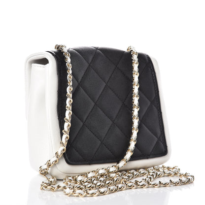 Chanel Lambskin Quilted Graphic Mini Flap Bag Black White 3 of 9