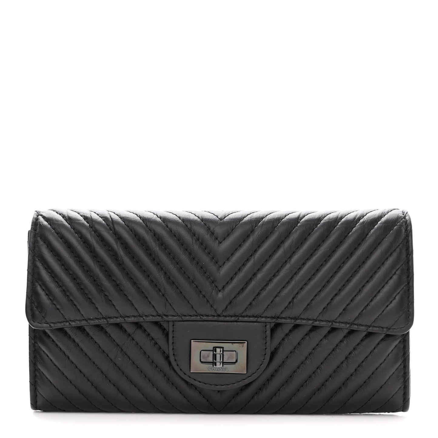 Aged Calfskin Quilted Large Reissue Gusset Flap Wallet So Black