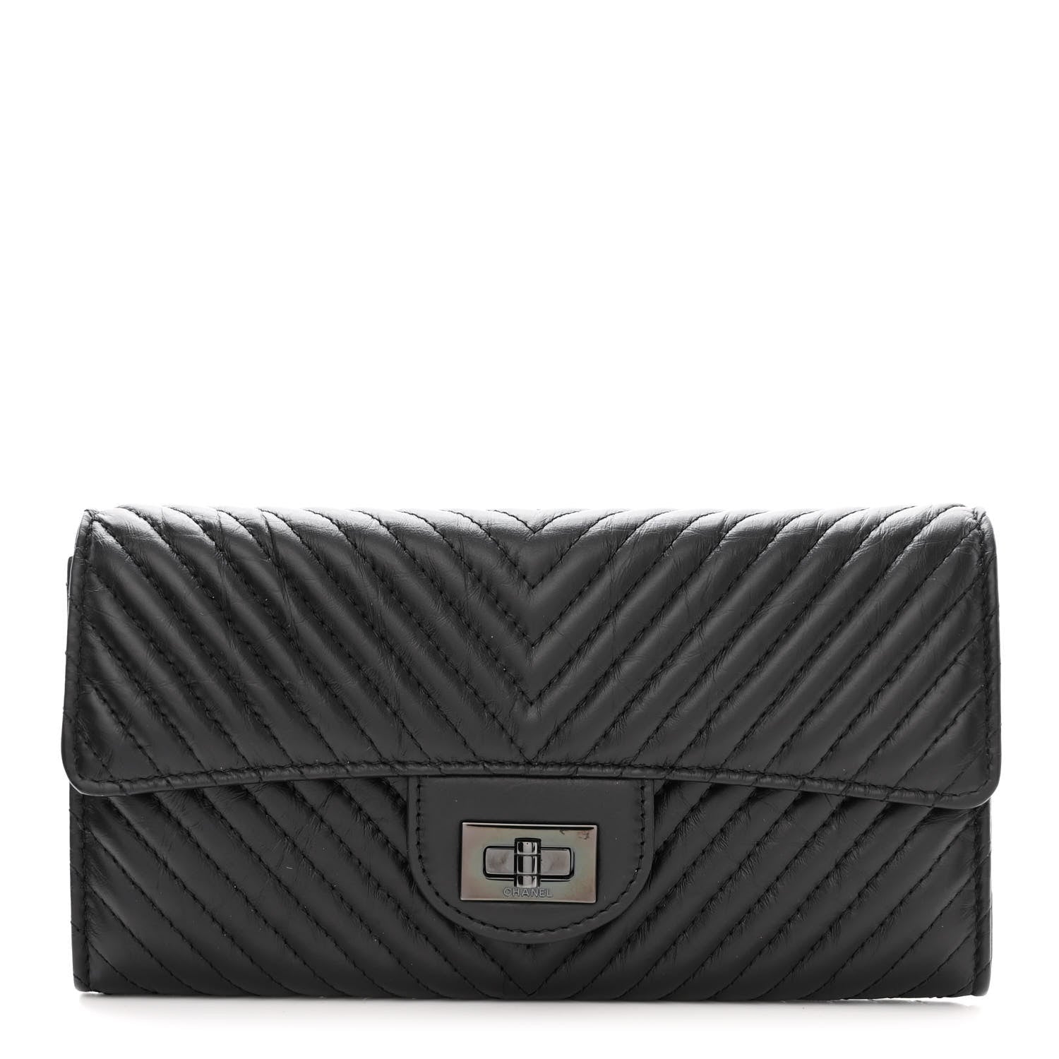 Chanel Aged Calfskin Quilted Large Reissue Gusset Flap Wallet So Black 1 of 10