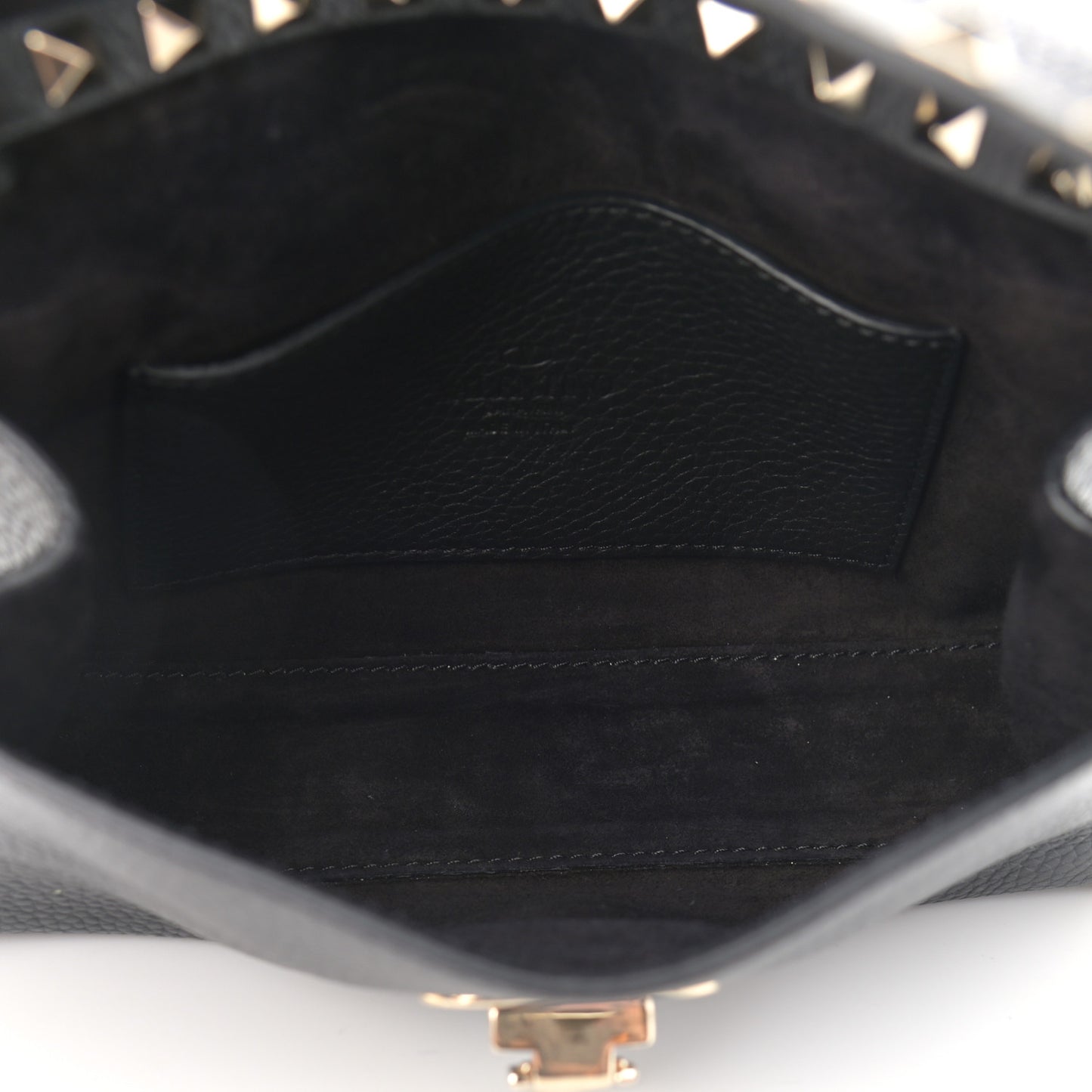 Pebbled Calfskin Medium Rockstud Flip Lock Crossbody Bag Black