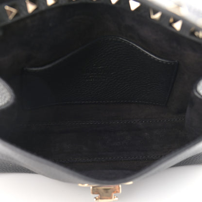 Valentino Garavani Pebbled Calfskin Medium Rockstud Flip Lock Crossbody Bag Black 7 of 10