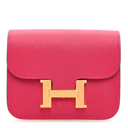Hermes Evercolor Bi-Color Constance Slim Wallet Framboise Rouge Sellier 1 of 9