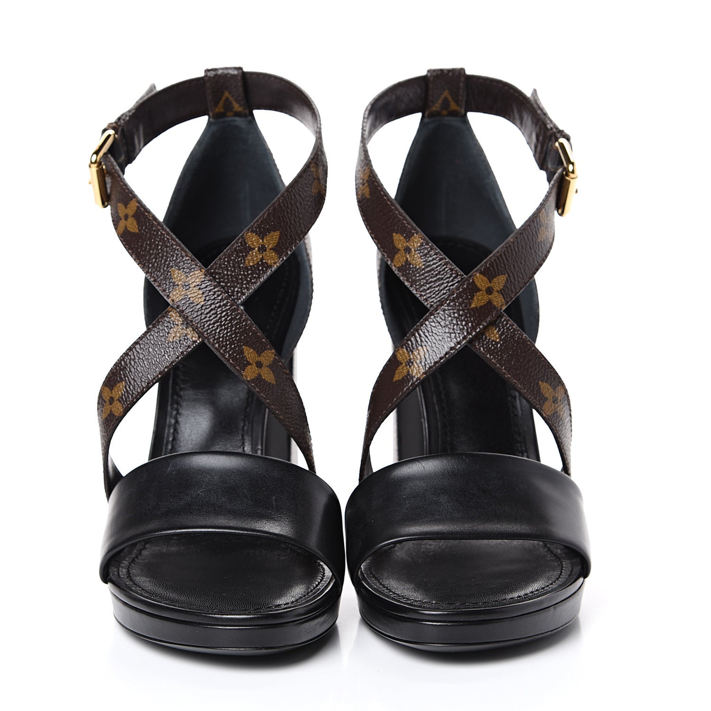 Calfskin Monogram Matchmake Cross Sandals 40 Black