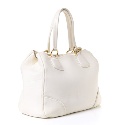 Miu Miu Nappa Shopping Satchel Bianco 2 of 4