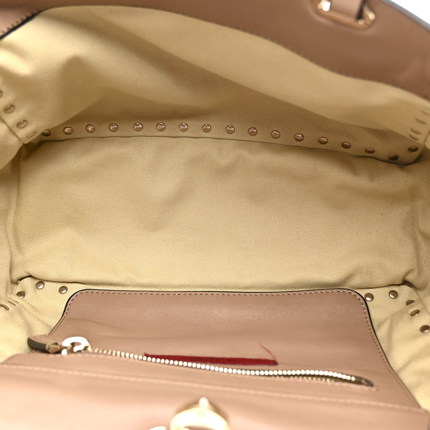 Vitello Small Rockstud Tote Beige
