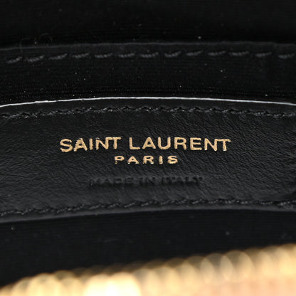Saint Laurent Grain De Poudre Matelasse Chevron Quilted Round Vinyle Camera Bag Dark Beige 6 of 10