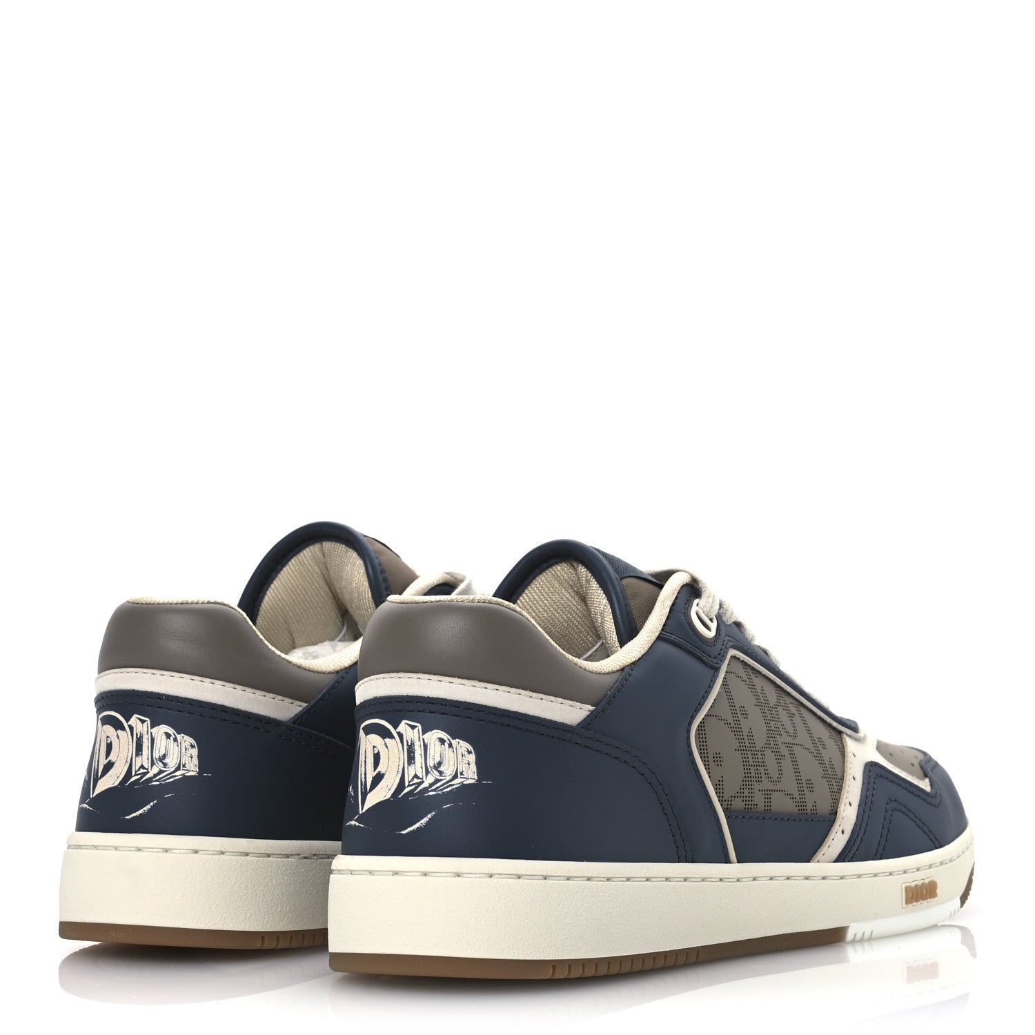 Christian Dior Smooth Calfskin Oblique Galaxy Perforated Mens B27 Low Top Sneakers 41 Brown Deep Grey 5 of 12
