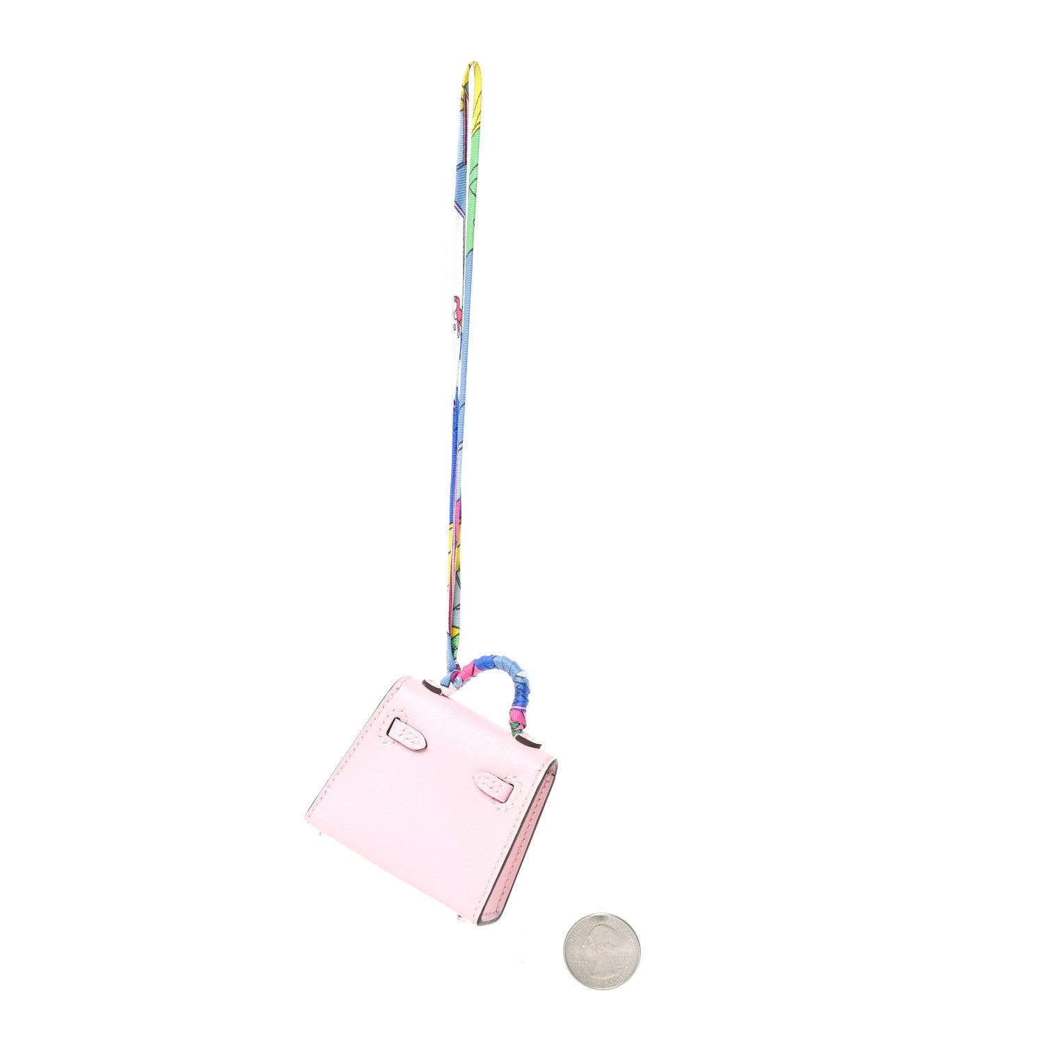 Hermes Tadelakt Mini Kelly Twilly Bag Charm Rose Sakura 2 of 5