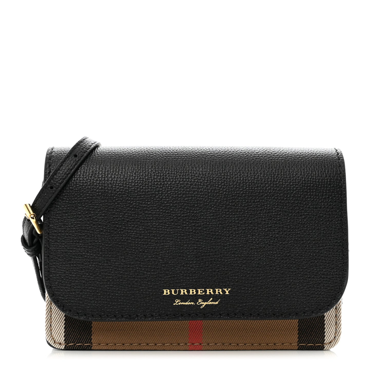 Derby Calfskin House Check Wallet On Chain Black