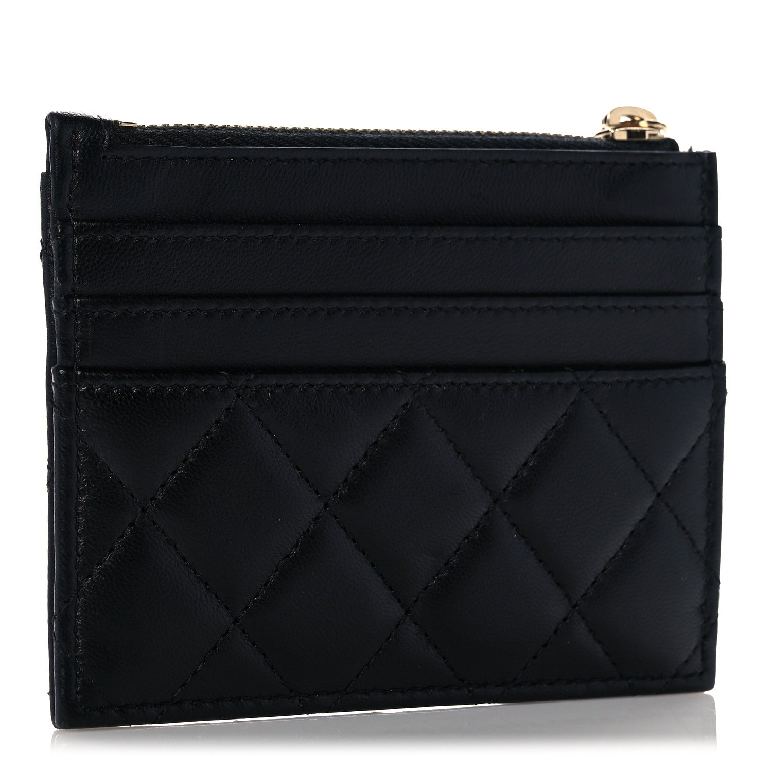 Chanel Lambskin Quilted CC Zip Card Holder Black 3 of 10
