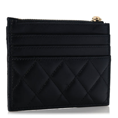 Chanel Lambskin Quilted CC Zip Card Holder Black 3 of 10