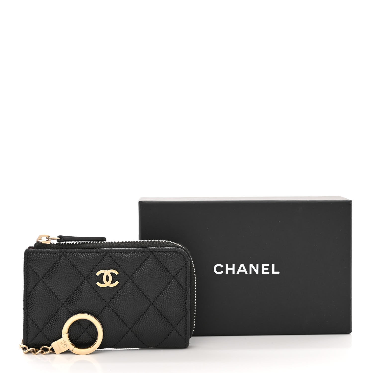 Chanel Caviar Quilted Zipped Key Holder Case Black 10 of 10