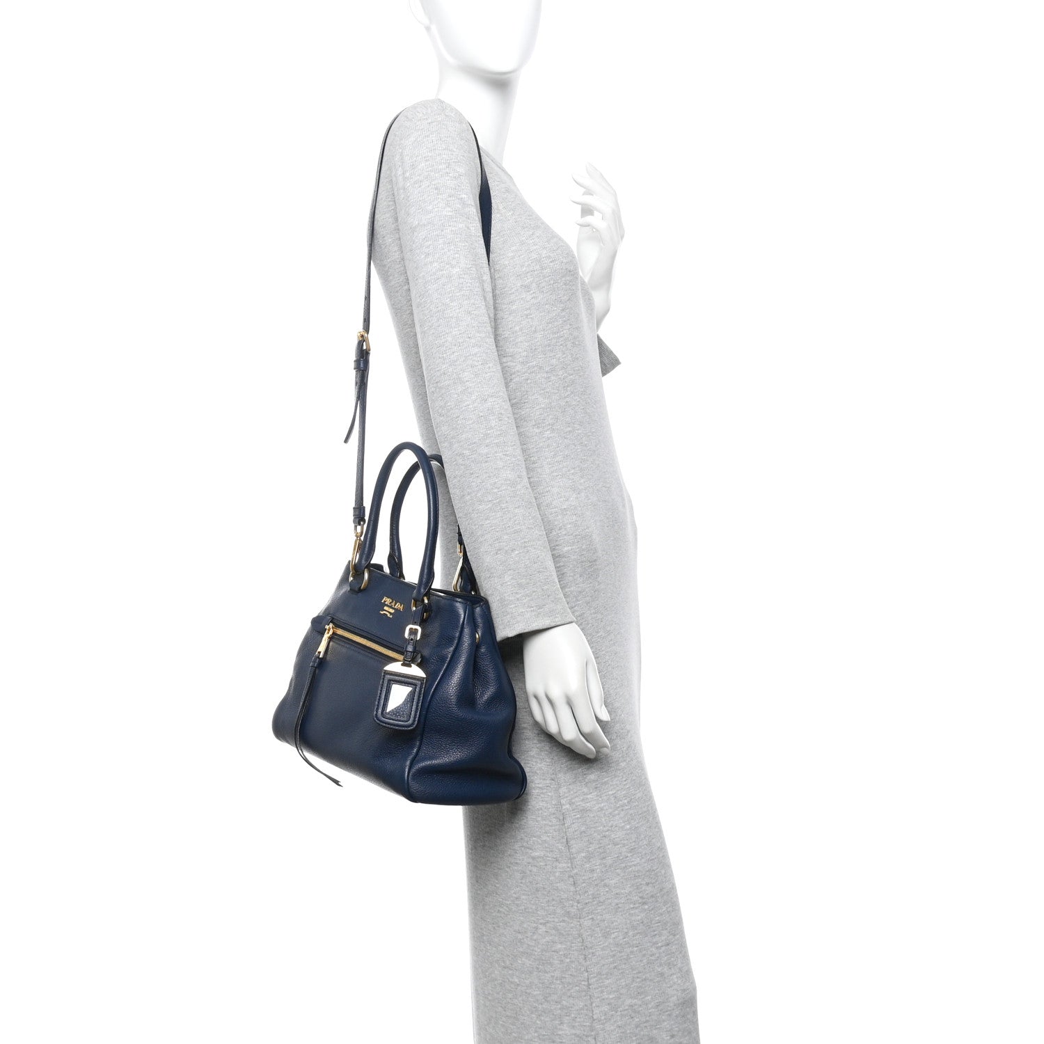 Prada Vitello Phenix Shopping Satchel Baltico 2 of 10