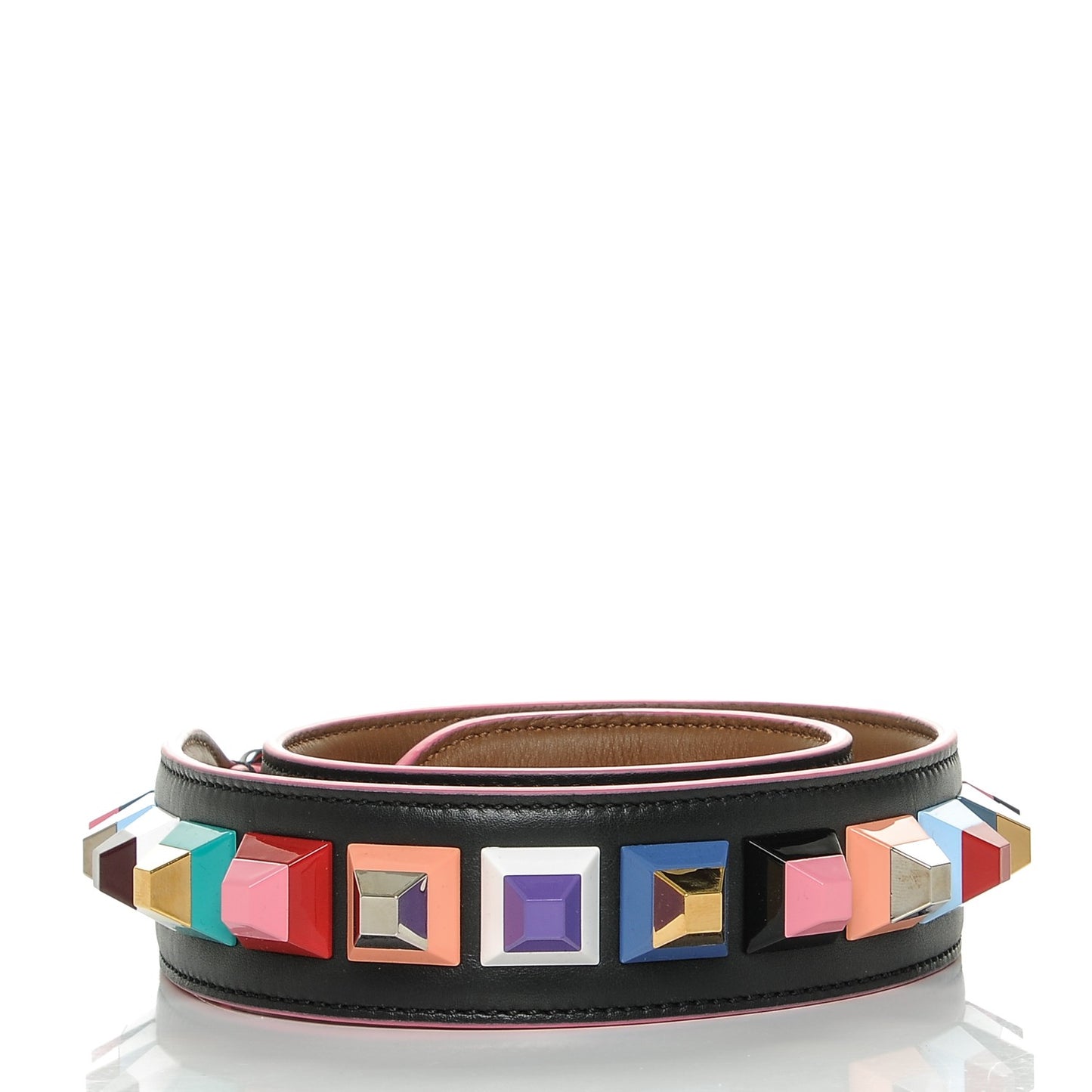 Vitello Dolce Plexiglass Bi-Color Studded Strap You Black Brownie Multicolor