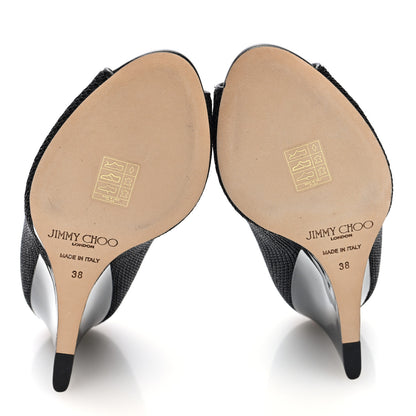 Jimmy Choo Fabric Woven Peep Toe Wedges 38 Black 6 of 8
