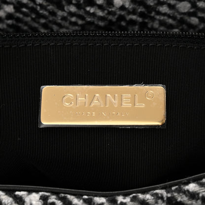 Chanel Tweed Quilted Maxi Chanel 19 Flap Black White 6 of 12