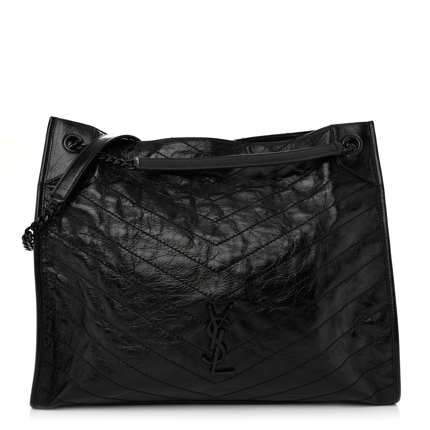 Saint Laurent Crinkled Calfskin Matelasse Monogram Large Niki Shopper Tote Black 1 of 12