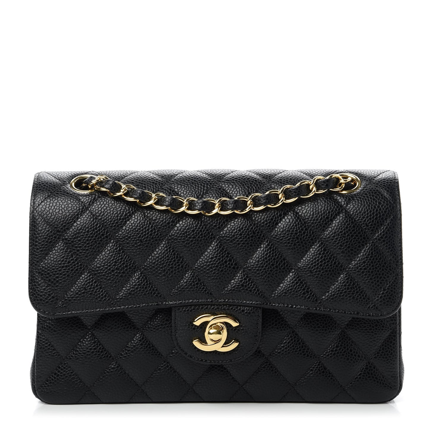 Caviar Quilted Small Double Flap Black