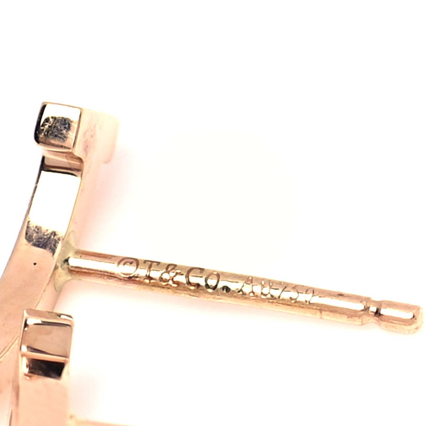 18K Rose Gold T Smile Stud Earrings