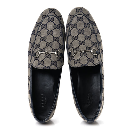 Gucci Monogram Malaga Kid Horsebit Womens Jordaan Loafers 40.5 Beige Blue 2 of 10