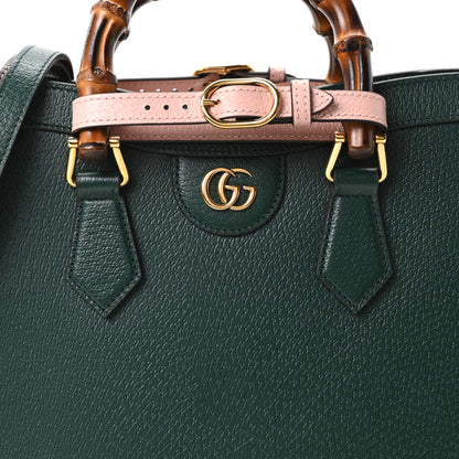 Gucci Textured Dollar Calfskin Web Small Diana Tote Bag Vintage Green Powder Pink 8 of 10