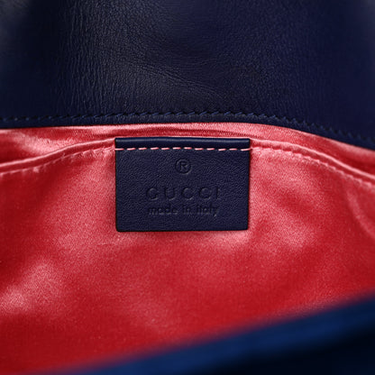 Gucci Velvet Matelasse Embroidered Mini GG Marmont Shoulder Bag Cobalt Blue 6 of 13