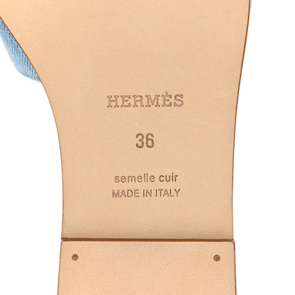 Hermes Denim Canvas Oran Sandals 36 Bleu Clair 8 of 8