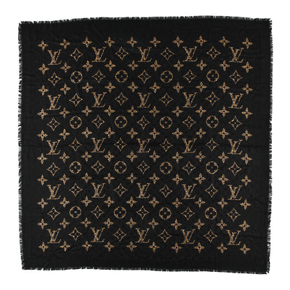 Louis Vuitton Wool Silk Monogram Giant Jungle Shawl Black 1 of 4