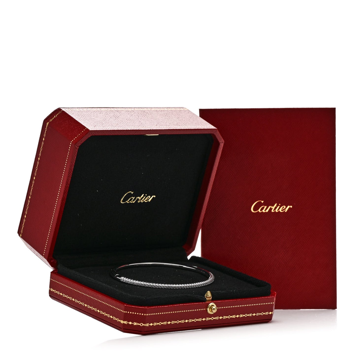 18K White Gold Diamond Etincelle de Cartier Bangle Bracelet 17