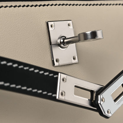 Hermes Swift Horseshoe Kelly Pochette Clutch Craie Black 11 of 12
