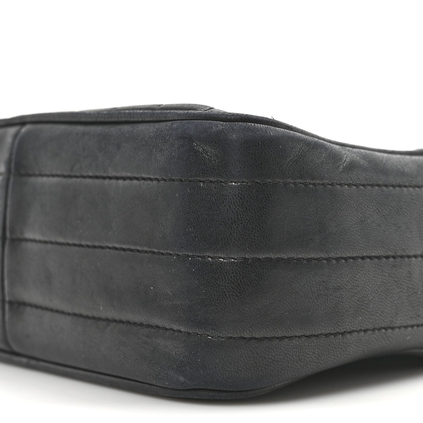 Lambskin Vertical Quilted Tassel Camera Case Black