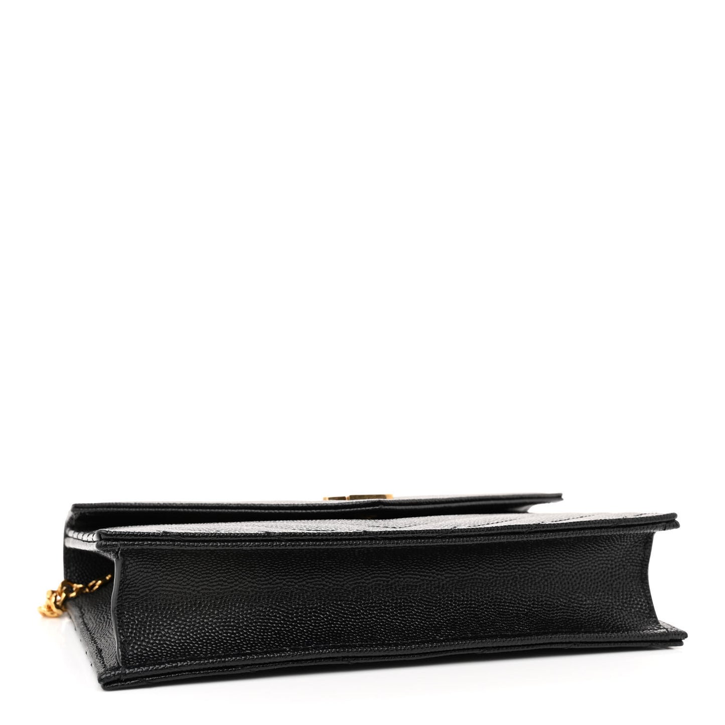 Grain De Poudre Matelasse Chevron Monogram Envelope Chain Wallet Black