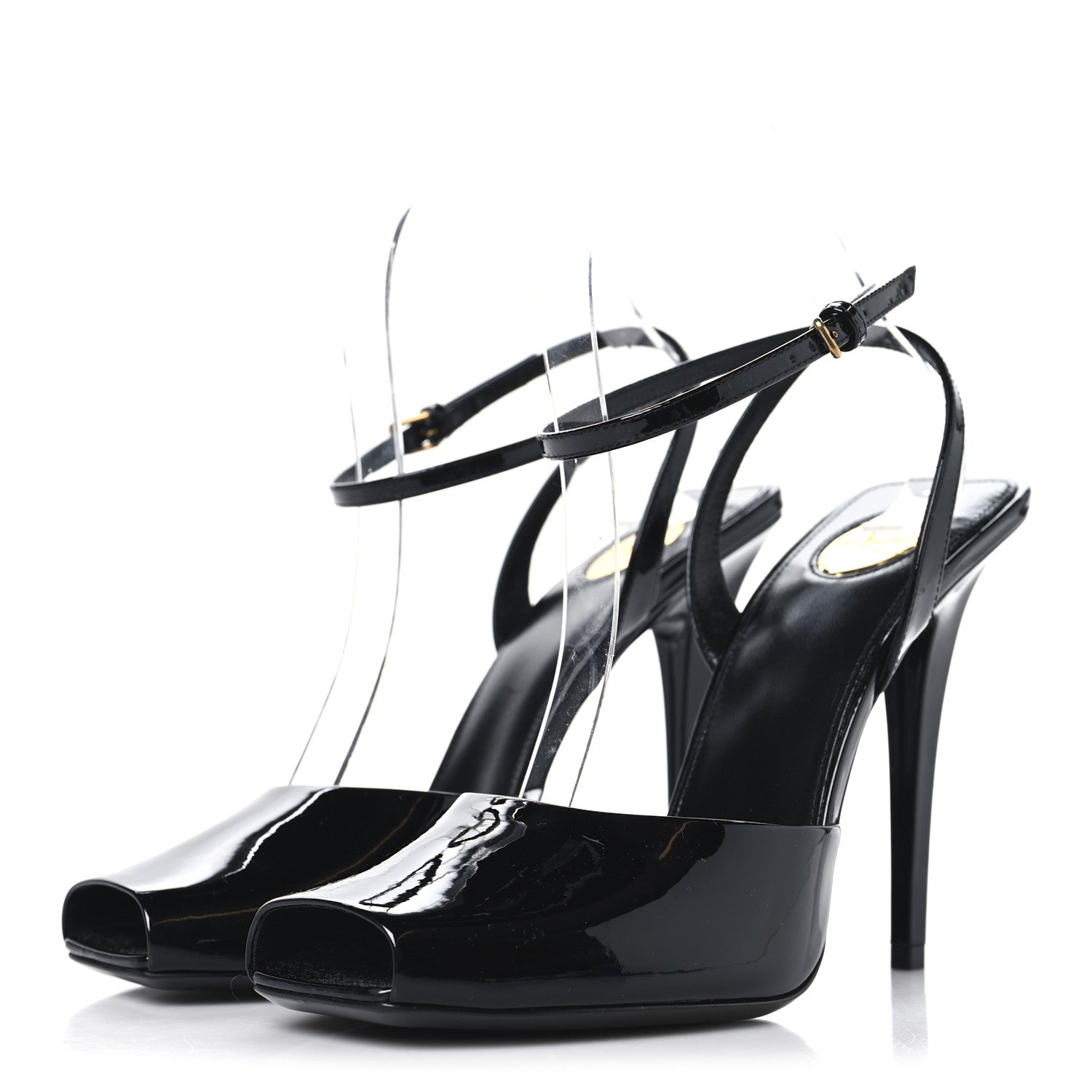 Saint Laurent Patent Calfskin La Scandale 110 Sandals 38.5 Black 4 of 10