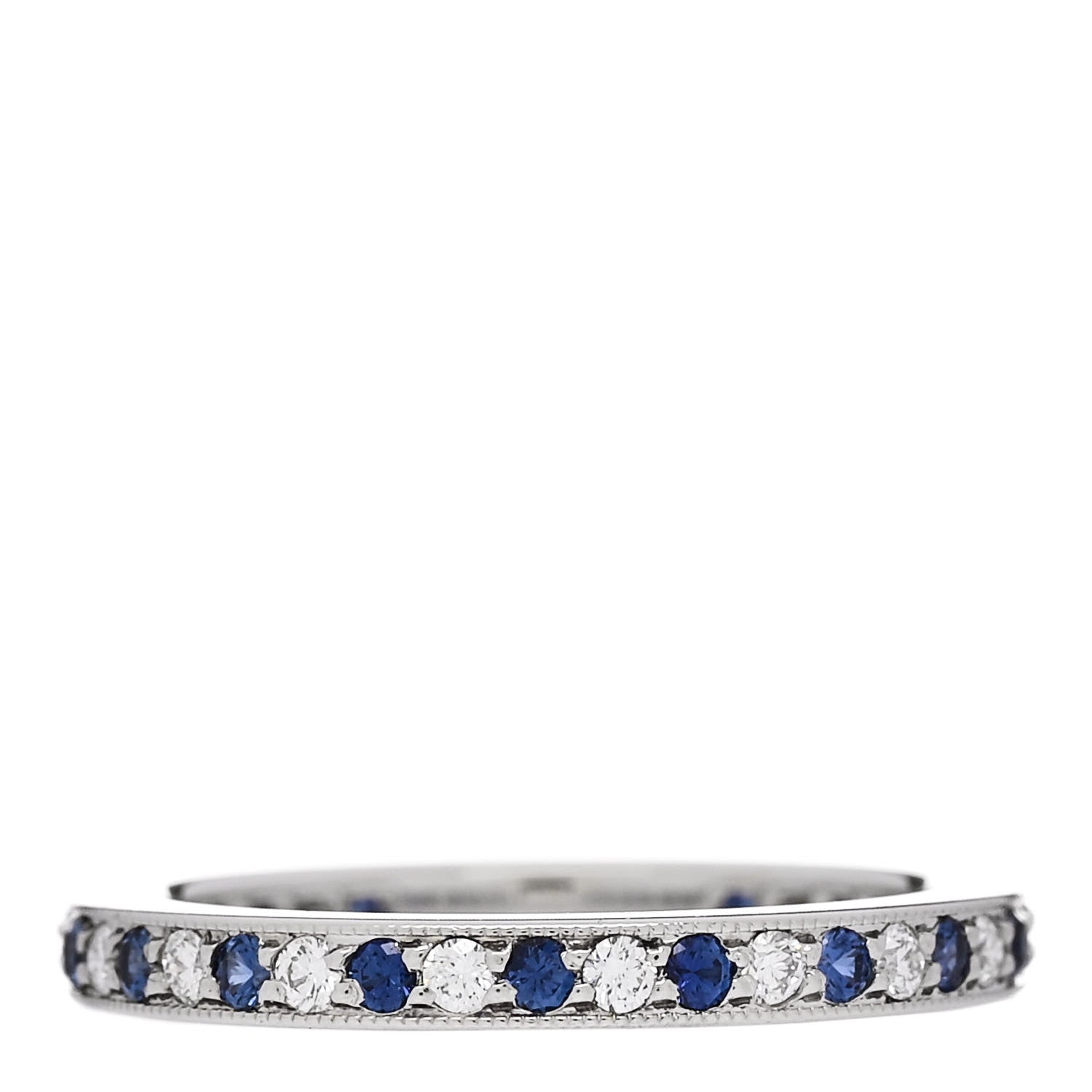 Tiffany Platinum Diamond Blue Sapphire Legacy Eternity Band Ring 49 4.75 3 of 5