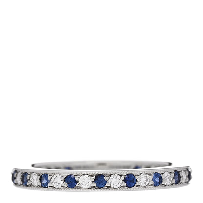 Tiffany Platinum Diamond Blue Sapphire Legacy Eternity Band Ring 49 4.75 3 of 5