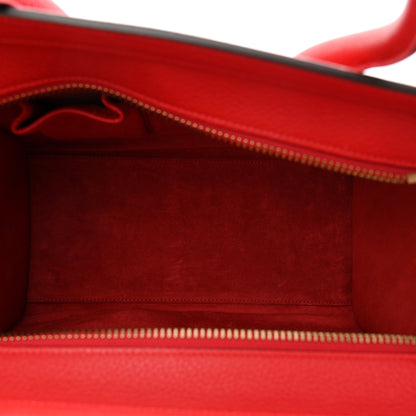 Celine Drummed Calfskin Micro Luggage Coquelicot 5 of 9