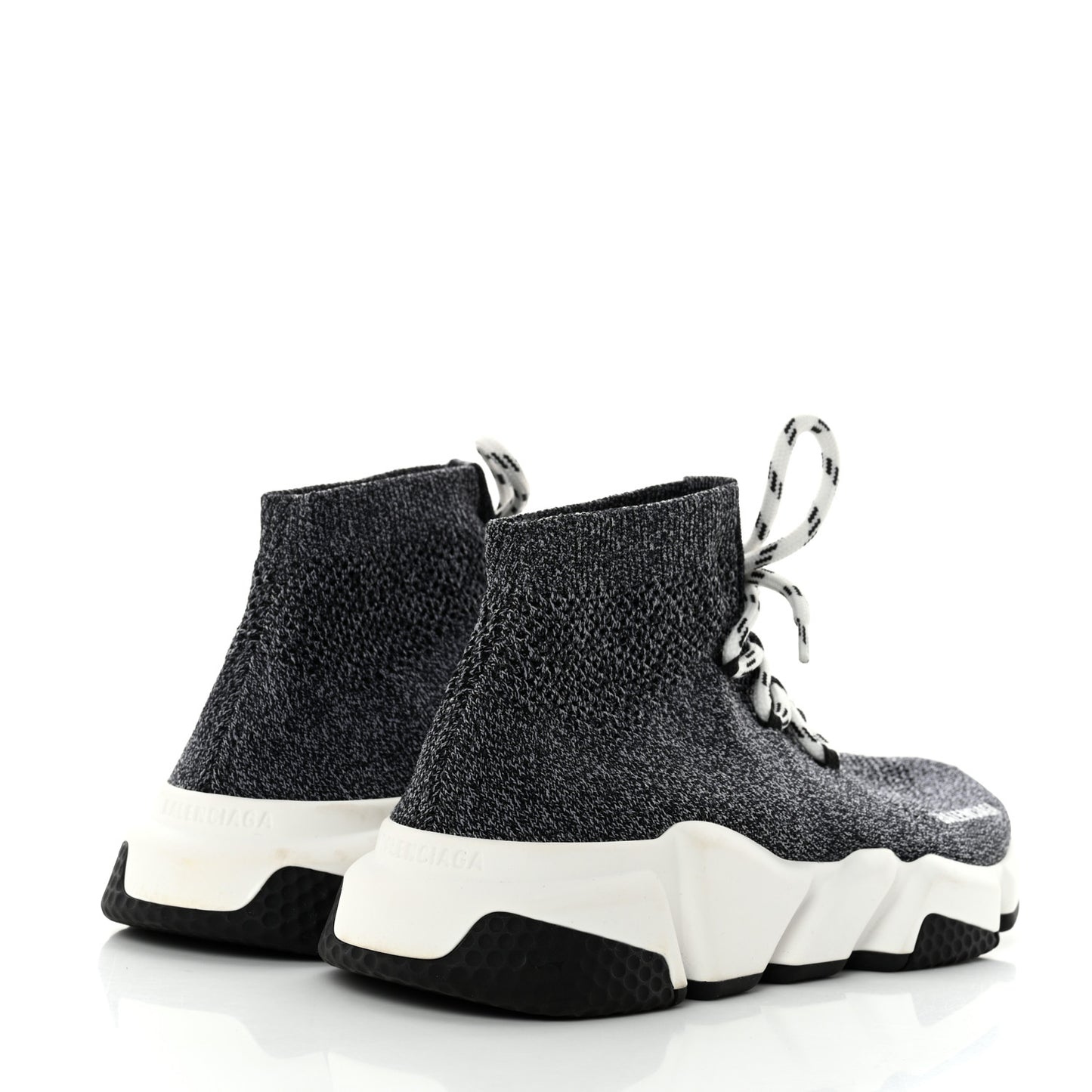 Chine Knit Bi-Color Sole Womens Speed Lace Up Sneakers 40 Black White