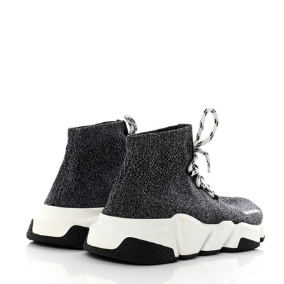 Balenciaga Chine Knit Bi-Color Sole Womens Speed Lace Up Sneakers 40 Black White 2 of 8